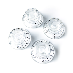 TOP HAT SPEED CONTROL KNOBS – VOLUME TONE FOR GIBSON LES PAUL–TRANSPARENT CLEAR
