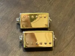 GIBSON 498 490 GOLD HUMBUCKER PICKUP SET LES PAUL CUSTOM BRIDGE NECK