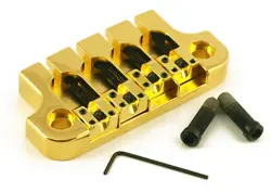 HIPSHOT SUPERTONE 2-POINT REPLACEMENT BRIDGE FOR 4-STRING GIBSON BASS - GOLD