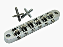 TUNE-O-MATIC M4 BRIDGE W/ ROLLER SADDLES FOR GIBSON LES PAUL, SG, GRETSCH CHROME