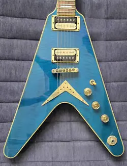 DEAN (KOREA) V79 SELECT FLAME TOP TRANSPARENT BLUE CUSTOM WITH GIBSON 57 CLASSIC
