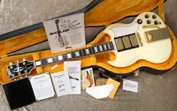 GIBSON CS 60TH ANNIV '61 LES PAUL SG CUSTOM W/SIDEWAYS VIBROLA POLARIS WHITE VOS