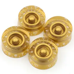(4) VINTAGE STYLE SPEED KNOBS FOR GIBSON® USA CTS SPLIT SHAFT POTS - GOLD