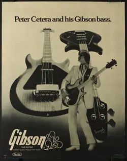 GIBSON L-9S RIPPER BASS GUITAR PROMO POSTER NIRVANA KISS PETER CETERA OF CHICAGO