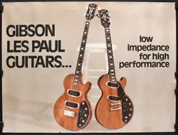 GIBSON LES PAUL BASS AND GUITAR VINTAGE MUSIC STORE PROMO POSTER