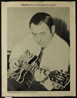GIBSON THE WORKINGMAN'S GUITAR TONY MOTTOLA (FRANK  SINATRA) 1967 PROMO POSTER