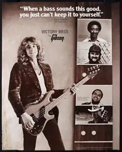 GIBSON VICTORY BASS GUITAR 1981 PROMO POSTER DAVE KISWINEY DAVE PEGG BOB MOORE