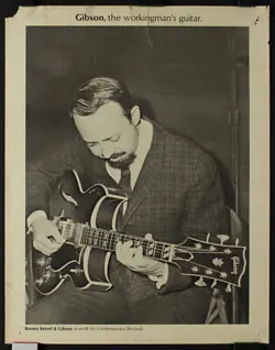 GIBSON, THE WORKINGMAN'S GUITAR 1967 PROMO POSTER BARNEY KESSEL
