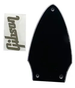NEW BLACK FITS GIBSON FLYING V TRUSS ROD COVER SILVER DECAL GUITAR PICKGUARD