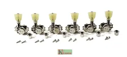 KLUSON REVOLUTION LOCKING TUNERS 3X3 PEARLOID KEYSTONE BUTTON CHROME KRGLNC-3-CP