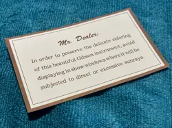 NEW GIBSON CUSTOM SHOP LES PAUL STANDARD REISSUE CASE CANDY CARD W/ KEY ENVELOPE