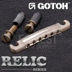 GOTOH GIBSON STYLE GUITAR TAILPIECE GE101A ALUMINUM AGED NICKEL - RELIC SERIES