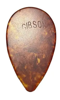 VINTAGE GUITAR PICK-GIBSON-360-TORT-CELLULOID-ARCHED LOGO- HEAVY- UNUSED