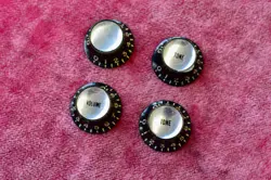 VINTAGE 1960'S GIBSON BLACK REFLECTOR KNOB SET - ES-335TDC SG STANDARD CUSTOM