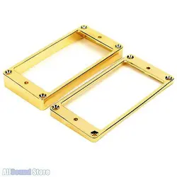 METAL HUMBUCKER PICKUP RING SET SLANTED & CURVED BOTTOM FOR GIBSON GUITAR - GOLD