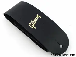 GIBSON BLACK LEATHER GUITAR STRAP, FROM A ES-335 SATIN MODEL