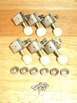 FENDER 1966 KLUSON NICKEL DELUXE INLINE TUNER W/ WHITE OVAL KEYS
