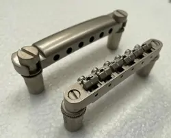 SATIN SILVER GUITAR TUNE O MATIC BRIDGE TAILPIECE FOR EPIPHONE,IBANEZ,GIBSON,ESP