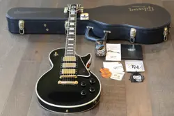 GIBSON 1957 LES PAUL CUSTOM REISSUE LPB-3 BLACK BEAUTY 3-PICKUP BLACK EBONY OHSC