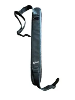 2010 GIBSON FAT BOY LEATHER GUITAR STRAP BLACK PADDED NEW, BEAUTIFUL !
