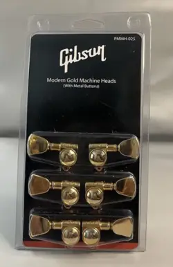 NEW SEALED GIBSON MODERN GOLD MACHINE HEADS W METAL BUTTONS SET OF (6) PMMH-025