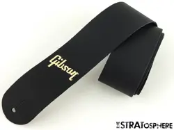 GIBSON BLACK LEATHER GUITAR STRAP FOR 70S FLYING V MODEL GOLD LOGO
