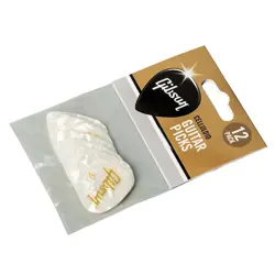 GIBSON MEDIUM WHITE PEARL PICKS 12 PACK