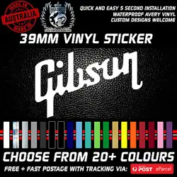 GIBSON LOGO HEADSTOCK GUITAR REPLACEMENT VINYL STICKER DECAL 39MM