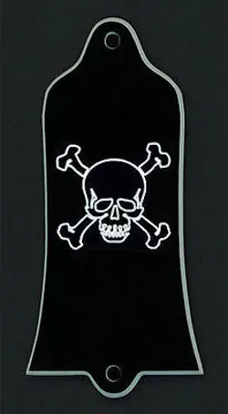 GUITAR TRUSS ROD COVER - CUSTOM ENGRAVED - FITS GIBSON USA - SKULL BONES - BLACK