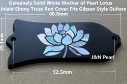 WHITE MOTHER OF PEARL LOTUS INLAID EBONY TRUSS ROD COVER FITS GIBSON GUITARS