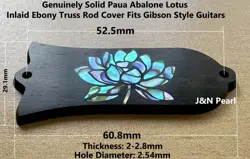 GENUINELY PAUA ABALONE LOTUS INLAID EBONY TRUSS ROD COVER FITS GIBSON GUITARS