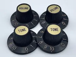 BLACK WITCH HAT CONTROL KNOBS WITH GOLD INSERTS FOR GIBSON POTS EPIPHONE GOLD US