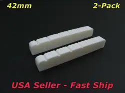 2X 42MM SLOTTED FLAT BONE GUITAR NUT FOR MANY GIBSON LES PAUL EPIPHONE & SIMILAR