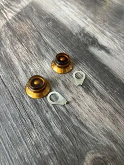 GIBSON PRHK-030 TOP HAT KNOBS VINTAGE AMBER W/ AGED NICKEL POINTER INDICATORS