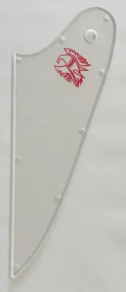 GUITAR SLINGER PARTS FOR GIBSON FIREBIRD STYLE RED LOGO CLEAR TRANSPARENT