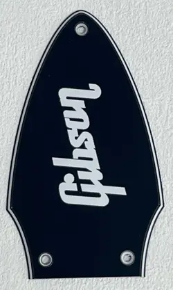 FITS GIBSON FLYING V TRUSS ROD COVER WHITE LOGO GUITAR PICKGUARD,3 PLY BLACK