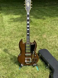 1973 GIBSON SG CUSTOM WALNUT W/ BIGSBY, 3 PICKUPS! 1970'S SG LES PAUL! NO BREAKS