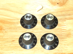 GIBSON 1974 BLACK CHROME REFLECTOR WITCH HAT GUITAR CONTROL KNOBS