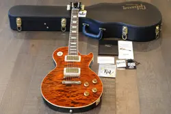2010 GIBSON CUSTOM SHOP CLASS 5 LES PAUL ELECTRIC GUITAR AMBER QUILT TOP   OHSC