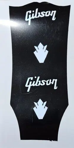 2  GIBSON HEADSTOCK LOGOS &  2 CROWN, DIE-CUT PEARL METALLIC WHITE VINYL. DECAL