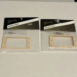 GIBSON® CREAM SET NECK & BRIDGE PICKUP MOUNTING RING W/SCREWS HUMBUCKER GENUINE