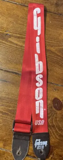 VINTAGE GIBSON ORIGINAL LOGO ACE STYLE GUITAR STRAP MADE IN USA ROAD WORN