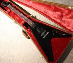 GIBSON  LIGHTWEIGHT    80S FLYING V  EBONY   217130138  3.16KG   DOT POSITION
