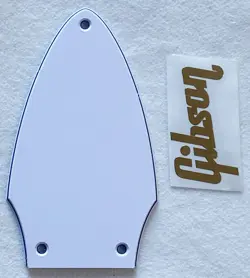 NEW 3 PLY WHITE FOR GIBSON FLYING V TRUSS ROD COVER GOLD DECAL GUITAR PICKGUARD