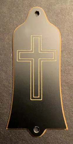 GUITAR TRUSS ROD COVER - ENGRAVED ETCHED - FITS GIBSON - CROSS FAITH BLACK GOLD