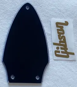 NEW 3 PLY BLACK FOR GIBSON FLYING V TRUSS ROD COVER GOLD DECAL GUITAR PICKGUARD