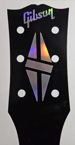 DECAL HEADSTOCK GIBSON LOGO &   SPLIT DIAMOND, HOLOGRAPHIC RAINBOW