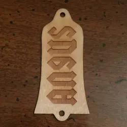 GUITAR TRUSS ROD COVER - WOOD BURNED - FITS GIBSON USA - ANGUS YOUNG ACDC
