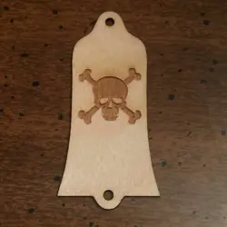 GUITAR TRUSS ROD COVER - WOOD BURNED - FITS GIBSON USA - SKULL & BONES
