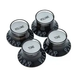 GIBSON PRMK-010 TOP HAT KNOB WITH METAL INSERTS BLACK/SILVER